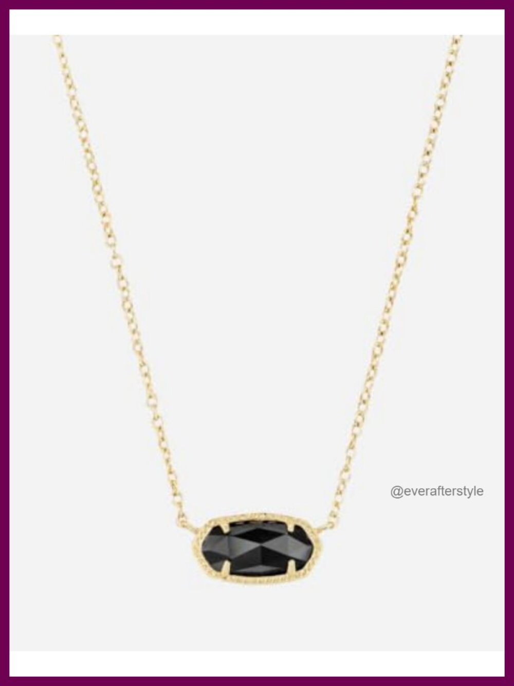 14k Gold-Plated Brass Pendant Necklace with Black Opal Stone